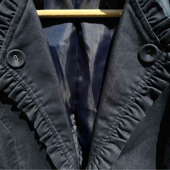 JPR Dark Blue Ruffled Blazer Jacket S: M - Whimsigoth Transitional Y2K - Picture 7 of 9
